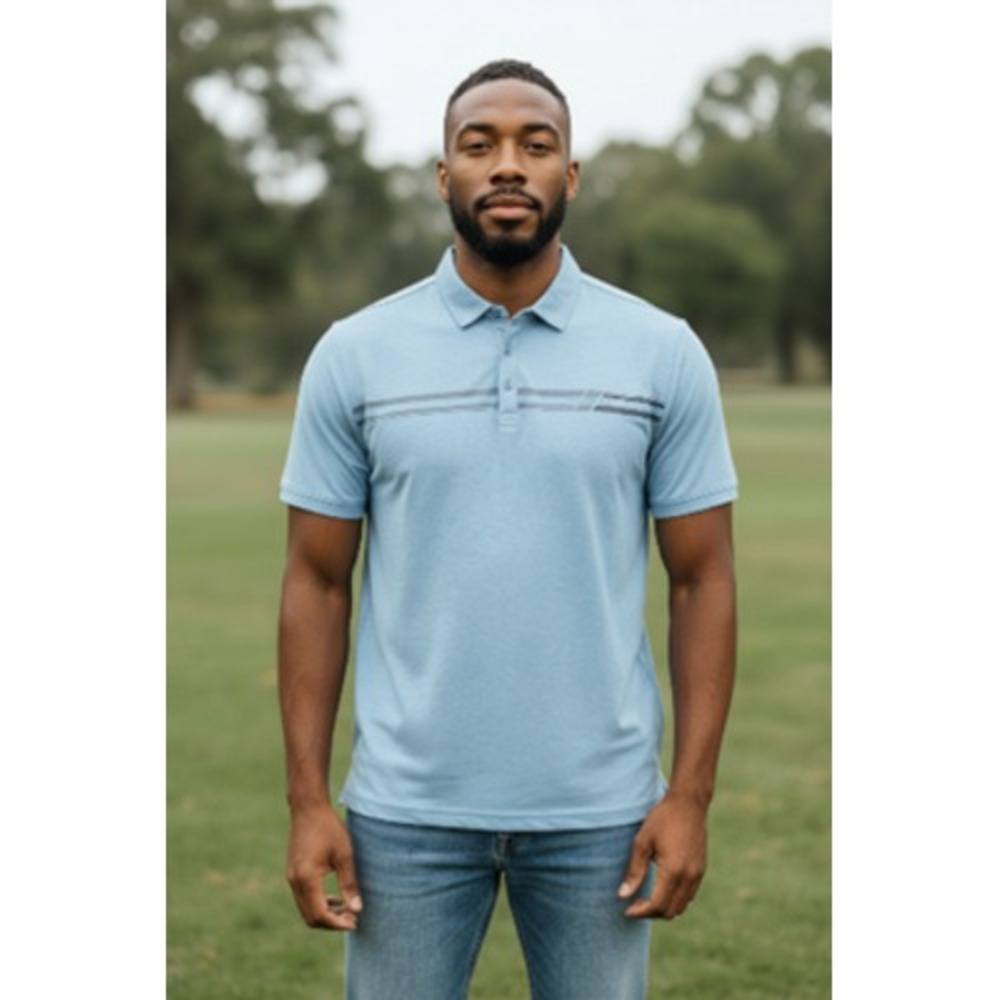 Travis Mathew Polo Shirt Mens 2XL Light Blue Desert Drive Golf‎ Eco Performance